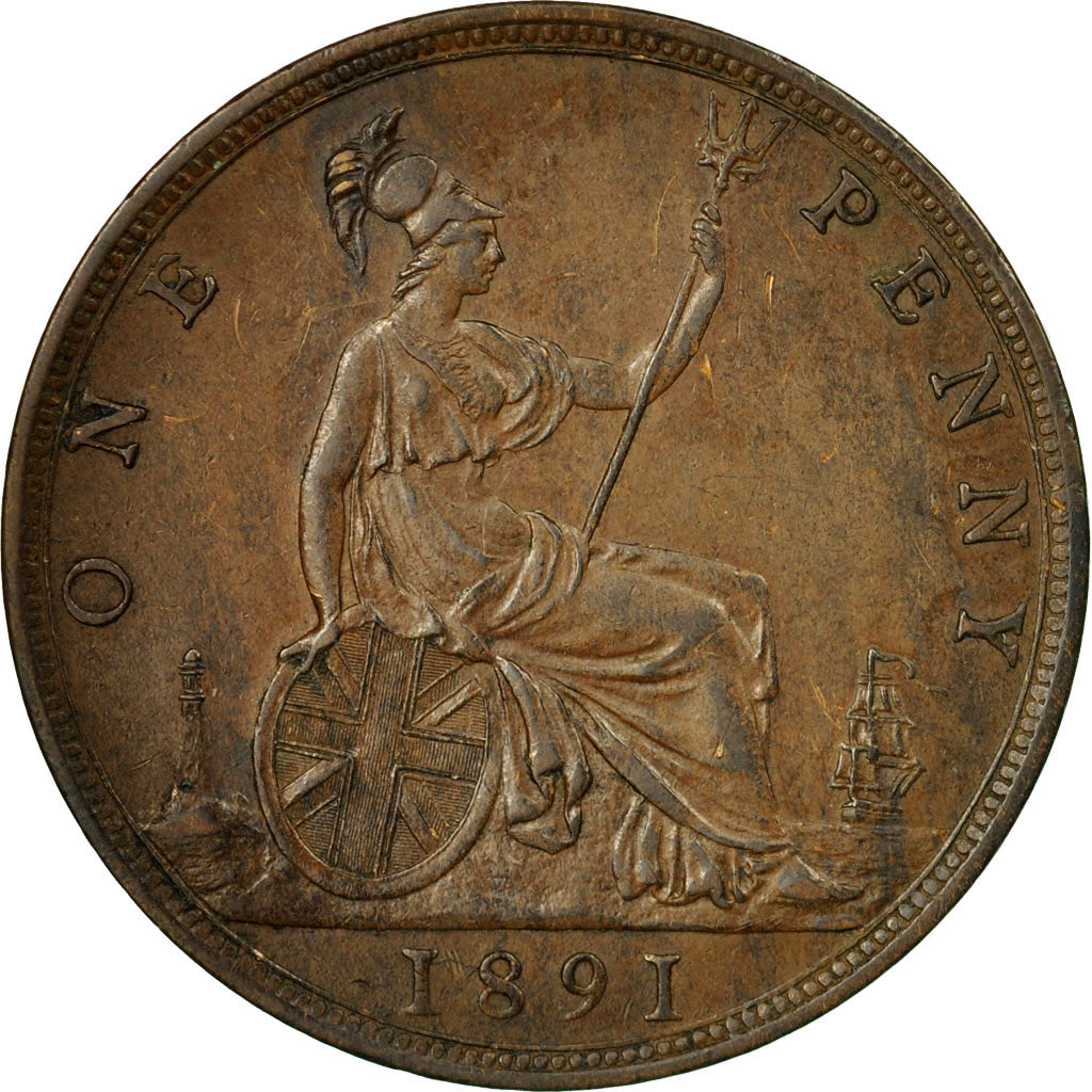 Moneta, Gran Bretagna, Victoria, Penny, 1891, BB+, Bronzo, KM:755