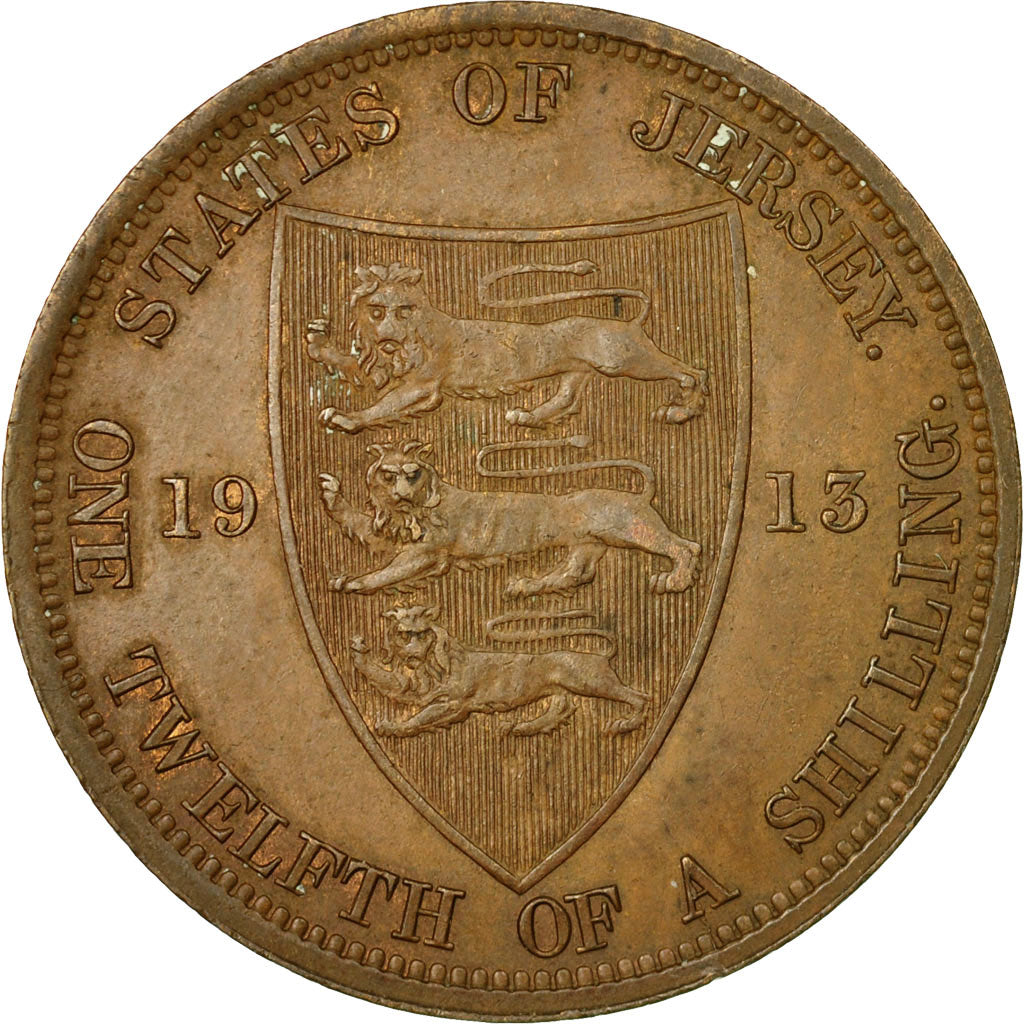 Coin, Jersey, George V, 1/12 Shilling, 1913, EF(40-45), Bronze, KM:12