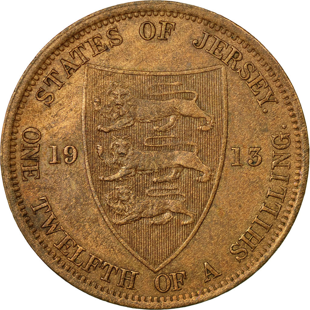 Coin, Jersey, George V, 1/12 Shilling, 1913, VF(30-35), Bronze, KM:12