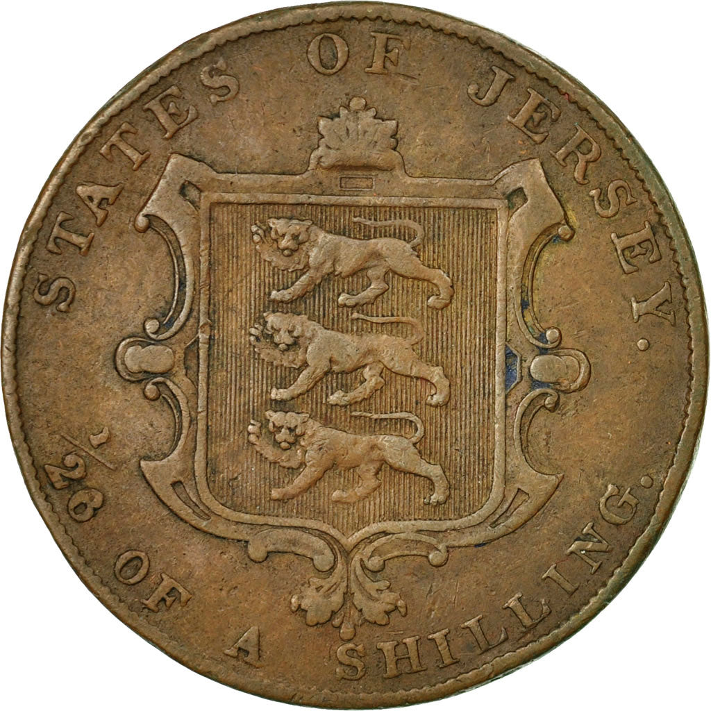 Coin, Jersey, Victoria, 1/26 Shilling, 1844, VF(30-35), Copper, KM:2