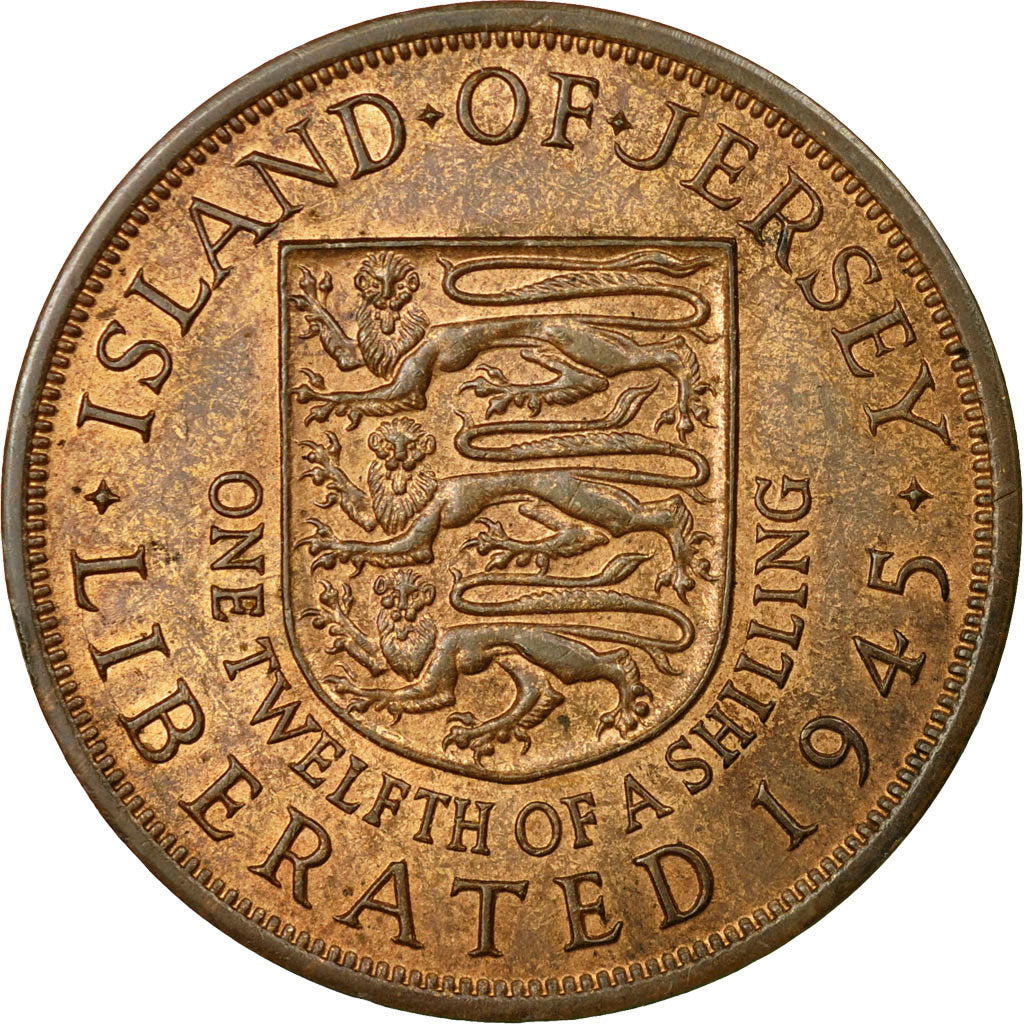 Coin, Jersey, George VI, 1/12 Shilling, 1945, EF(40-45), Bronze, KM:19