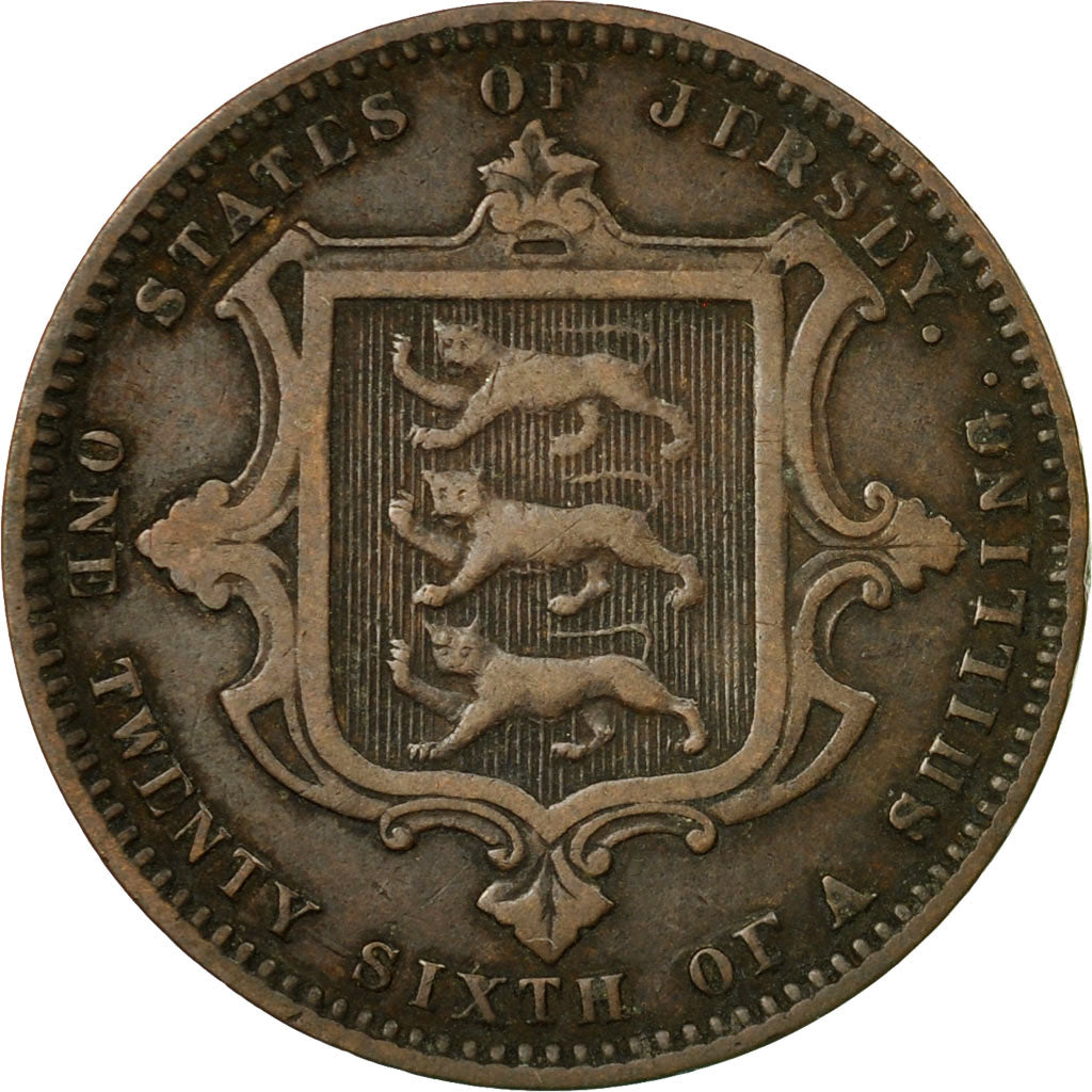 Coin, Jersey, Victoria, 1/26 Shilling, 1866, VF(30-35), Bronze, KM:4
