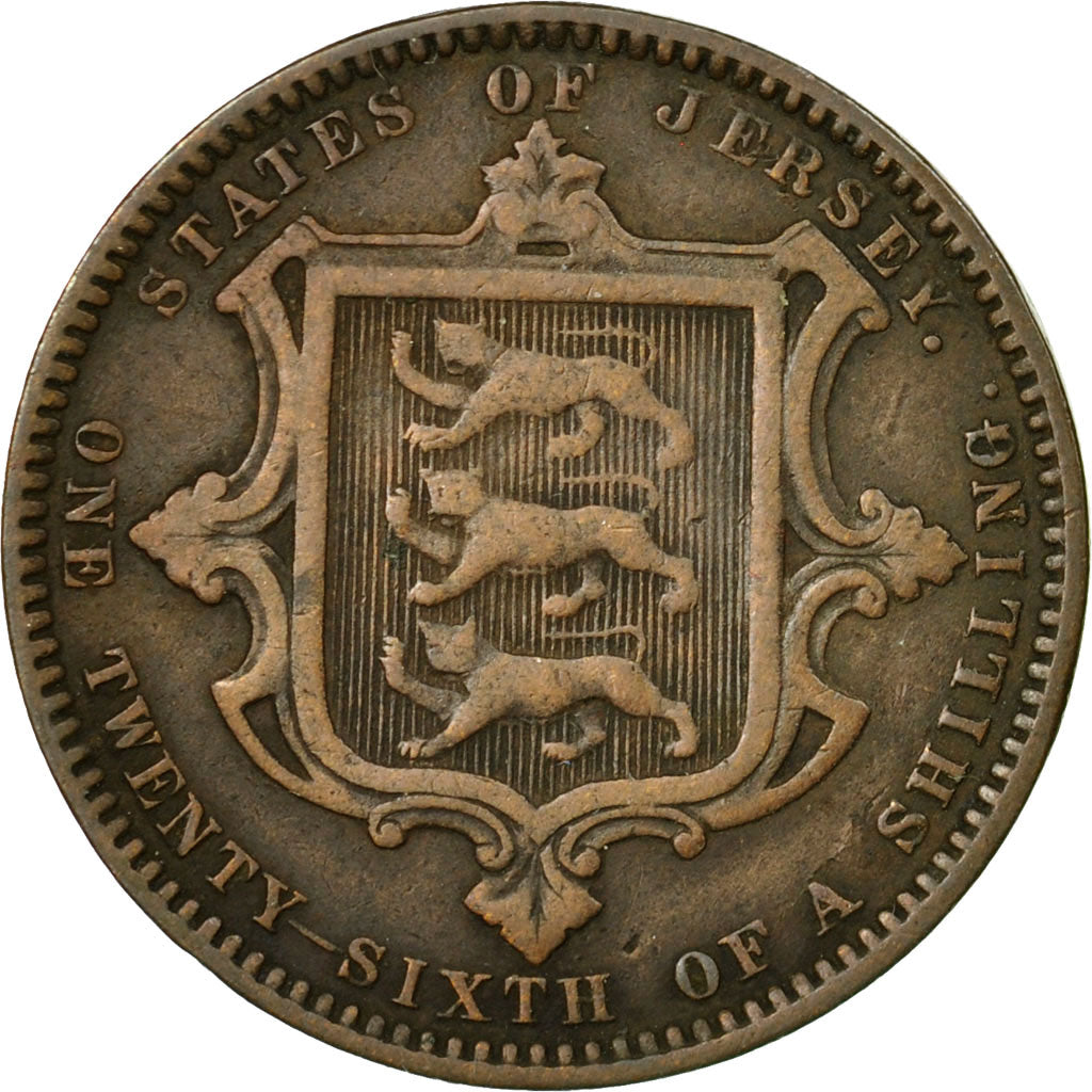 Coin, Jersey, Victoria, 1/26 Shilling, 1866, VF(20-25), Bronze, KM:4