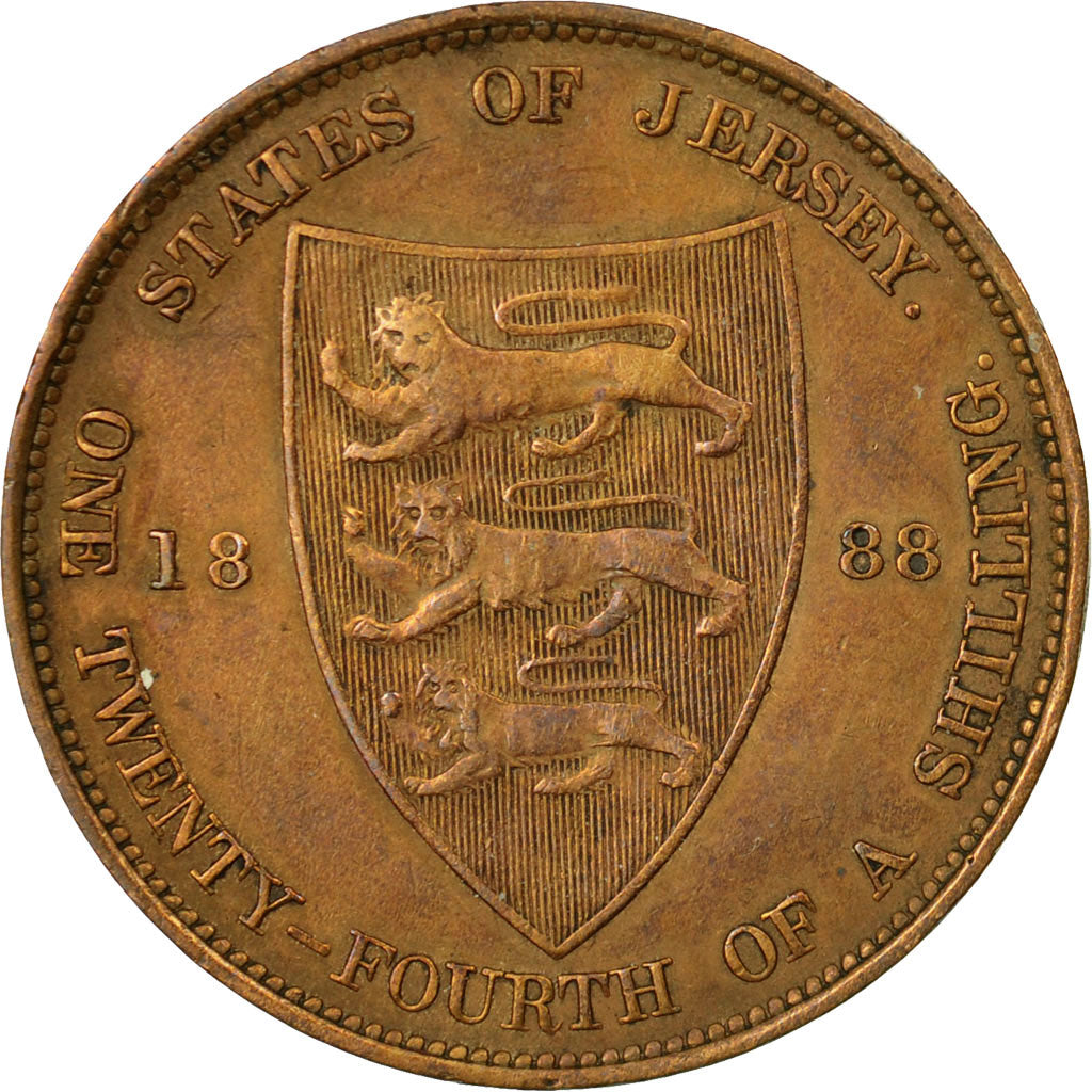 Coin, Jersey, Victoria, 1/24 Shilling, 1888, EF(40-45), Bronze, KM:7