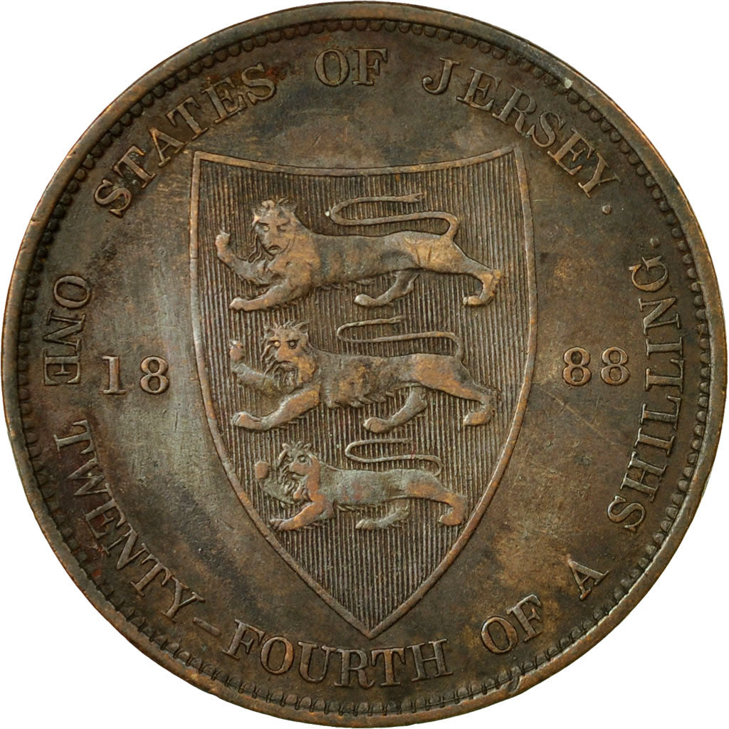 Coin, Jersey, Victoria, 1/24 Shilling, 1888, VF(30-35), Bronze, KM:7