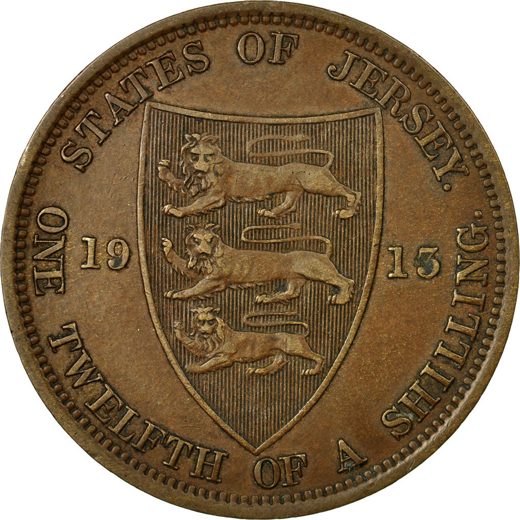 Coin, Jersey, George V, 1/12 Shilling, 1913, EF(40-45), Bronze, KM:12