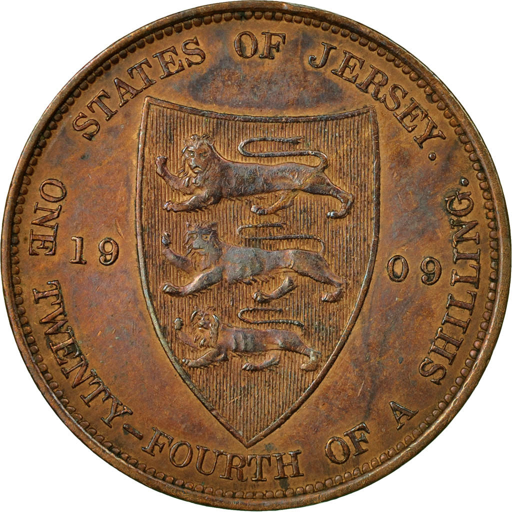 Coin, Jersey, Edward VII, 1/24 Shilling, 1909, EF(40-45), Bronze, KM:9