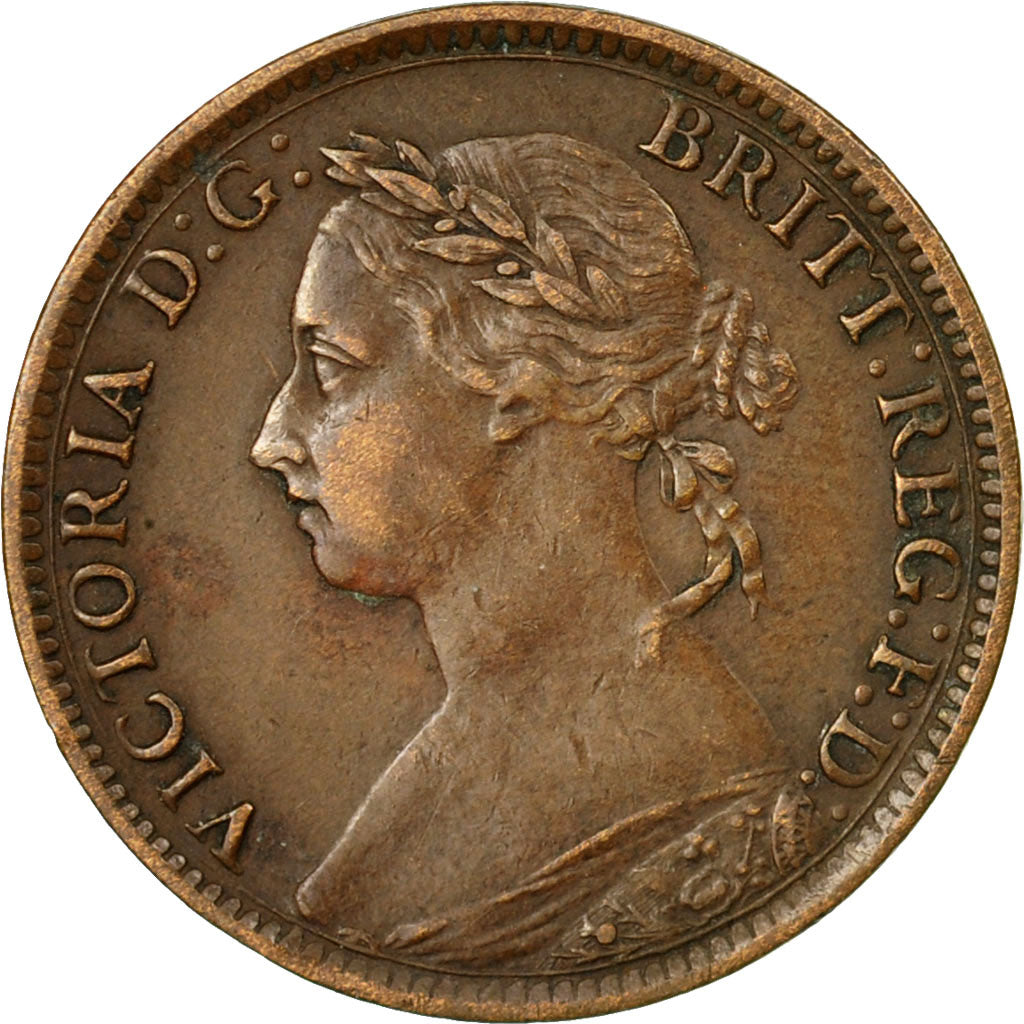 Coin, Great Britain, Victoria, Farthing, 1884, AU(50-53), Bronze, KM:753