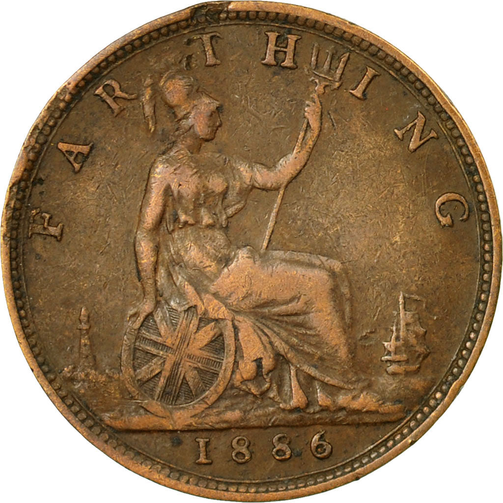 Coin, Great Britain, Victoria, Farthing, 1886, EF(40-45), Bronze, KM:753