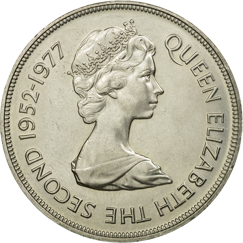 Coin, Guernsey, Elizabeth II, 25 Pence, 1977, Heaton, AU(55-58), Copper-nickel