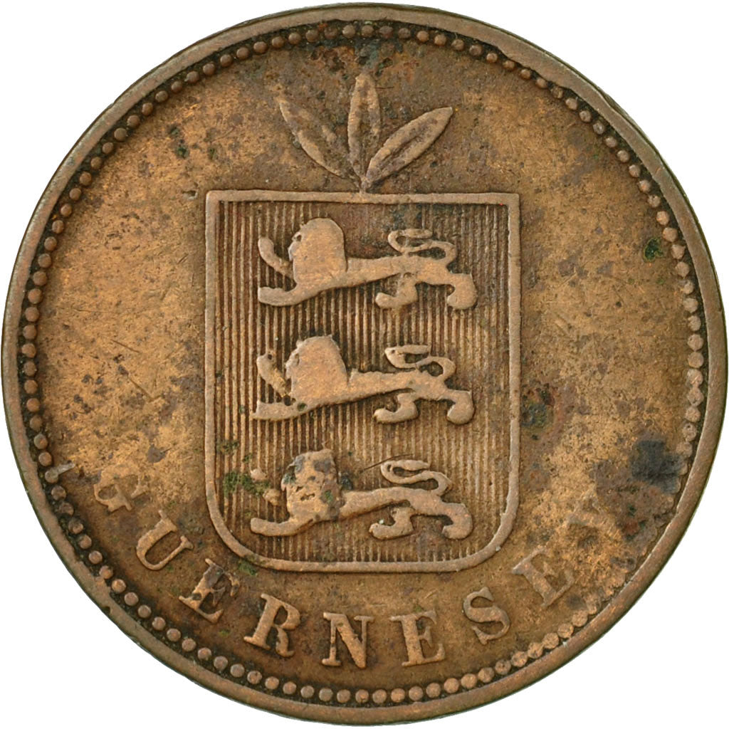 Coin, Guernsey, 4 Doubles, 1864, Heaton, VF(20-25), Bronze, KM:6