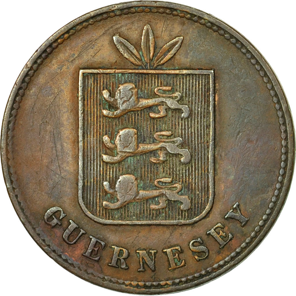 Coin, Guernsey, 4 Doubles, 1874, Heaton, Birmingham, EF(40-45), Bronze, KM:5