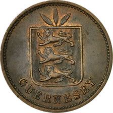 Coin, Guernsey, 4 Doubles, 1889, Heaton, Birmingham, EF(40-45), Bronze, KM:5