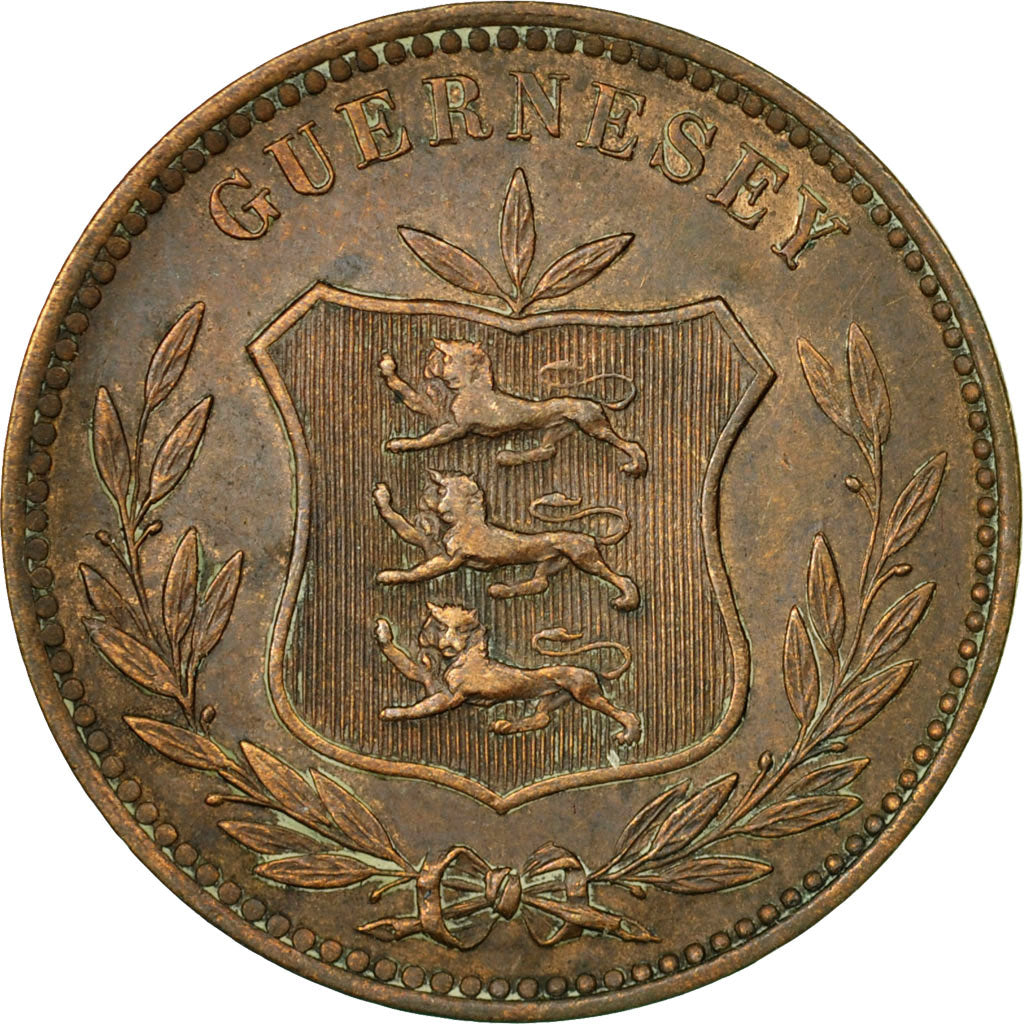 Coin, Guernsey, 8 Doubles, 1889, Heaton, Birmingham, VF(30-35), Bronze, KM:7
