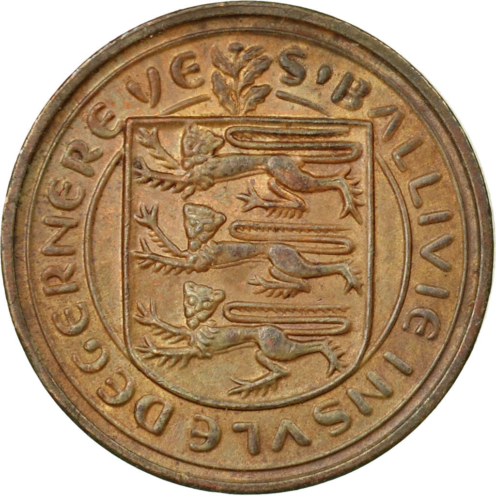 Coin, Guernsey, Elizabeth II, Penny, 1977, Heaton, VF(30-35), Bronze, KM:27