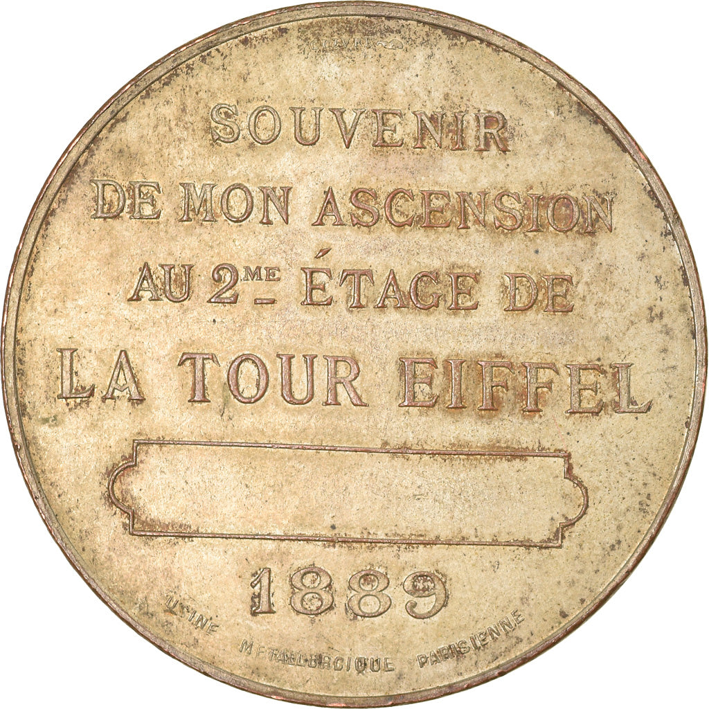 France, Medal, Souvenir de mon Ascension à la Tour Eiffel, 1889, EF(40-45)