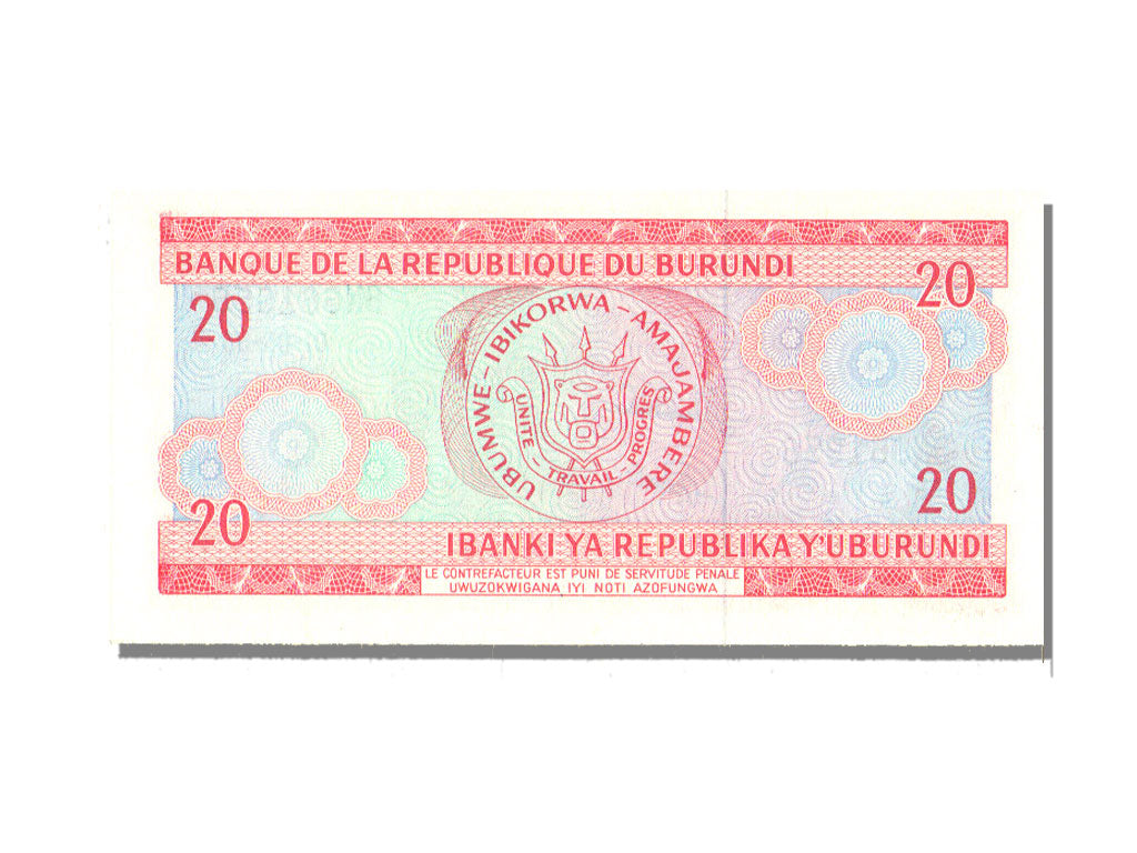Burundi, 20 Francs, 1988, KM #27b, 1988-05-01, UNC(65-70), BN661956