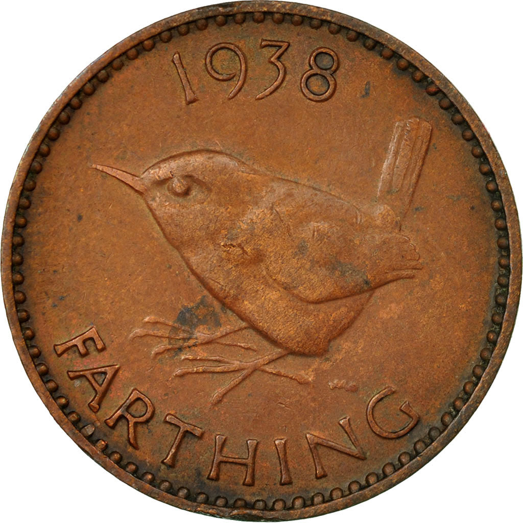 Coin, Great Britain, George VI, Farthing, 1938, EF(40-45), Bronze, KM:843