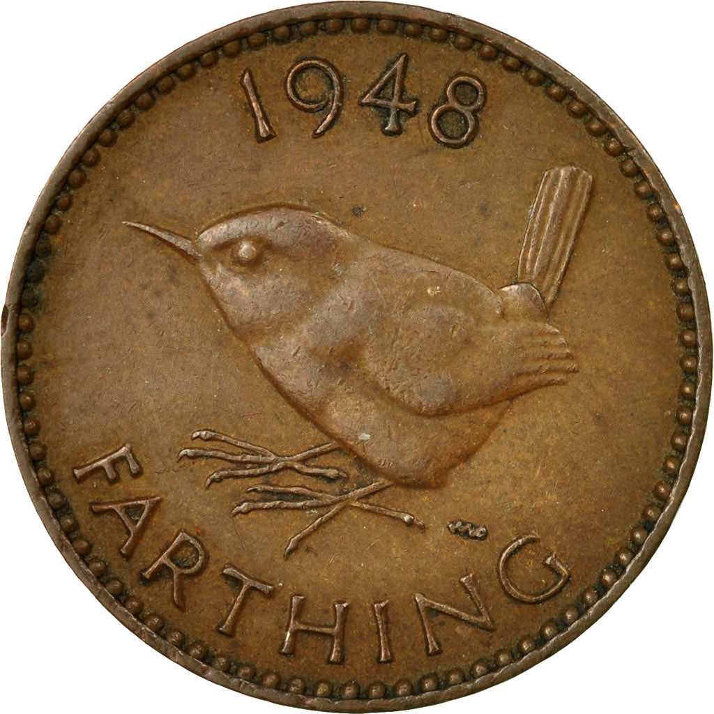 Coin, Great Britain, George VI, Farthing, 1948, VF(30-35), Bronze, KM:843