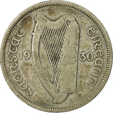 Moneda, REPÚBLICA DE IRLANDA, 1/2 Crown, 1930, BC+, Plata, KM:8