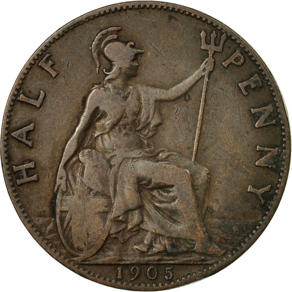 Coin, Great Britain, Edward VII, 1/2 Penny, 1905, EF(40-45), Bronze, KM:793.2