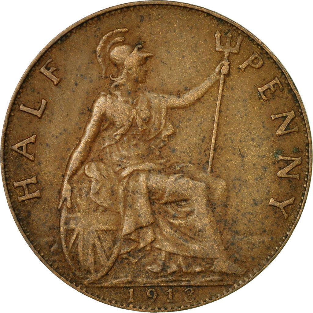 Coin, Great Britain, George V, 1/2 Penny, 1913, EF(40-45), Bronze, KM:809