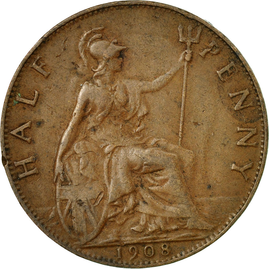 Coin, Great Britain, Edward VII, 1/2 Penny, 1908, EF(40-45), Bronze, KM:793.2