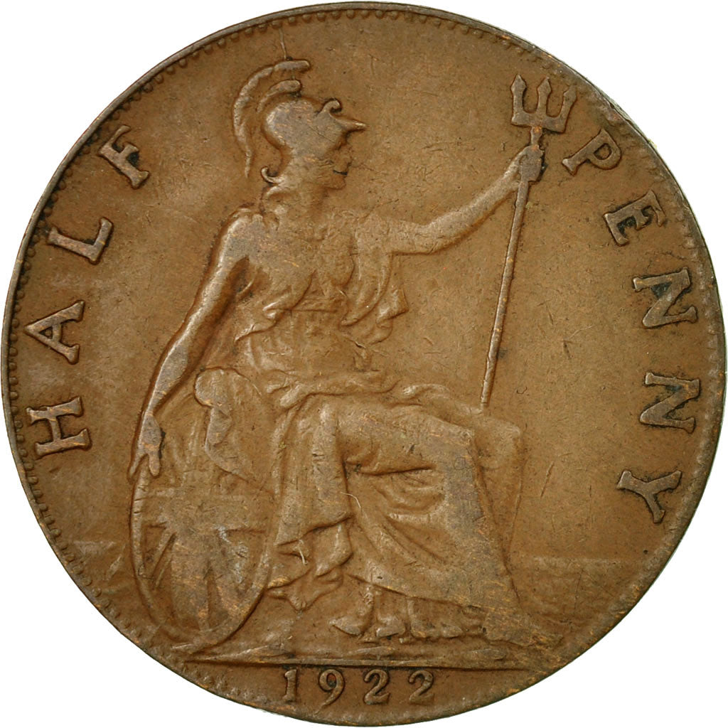 Coin, Great Britain, George V, 1/2 Penny, 1922, EF(40-45), Bronze, KM:809