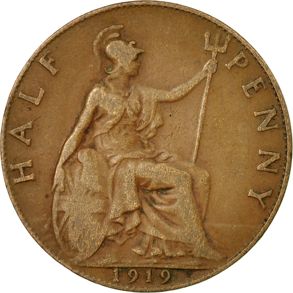 Moneta, Wielka Brytania, George V, 1/2 Penny, 1919, EF(40-45), Bronze, KM:809