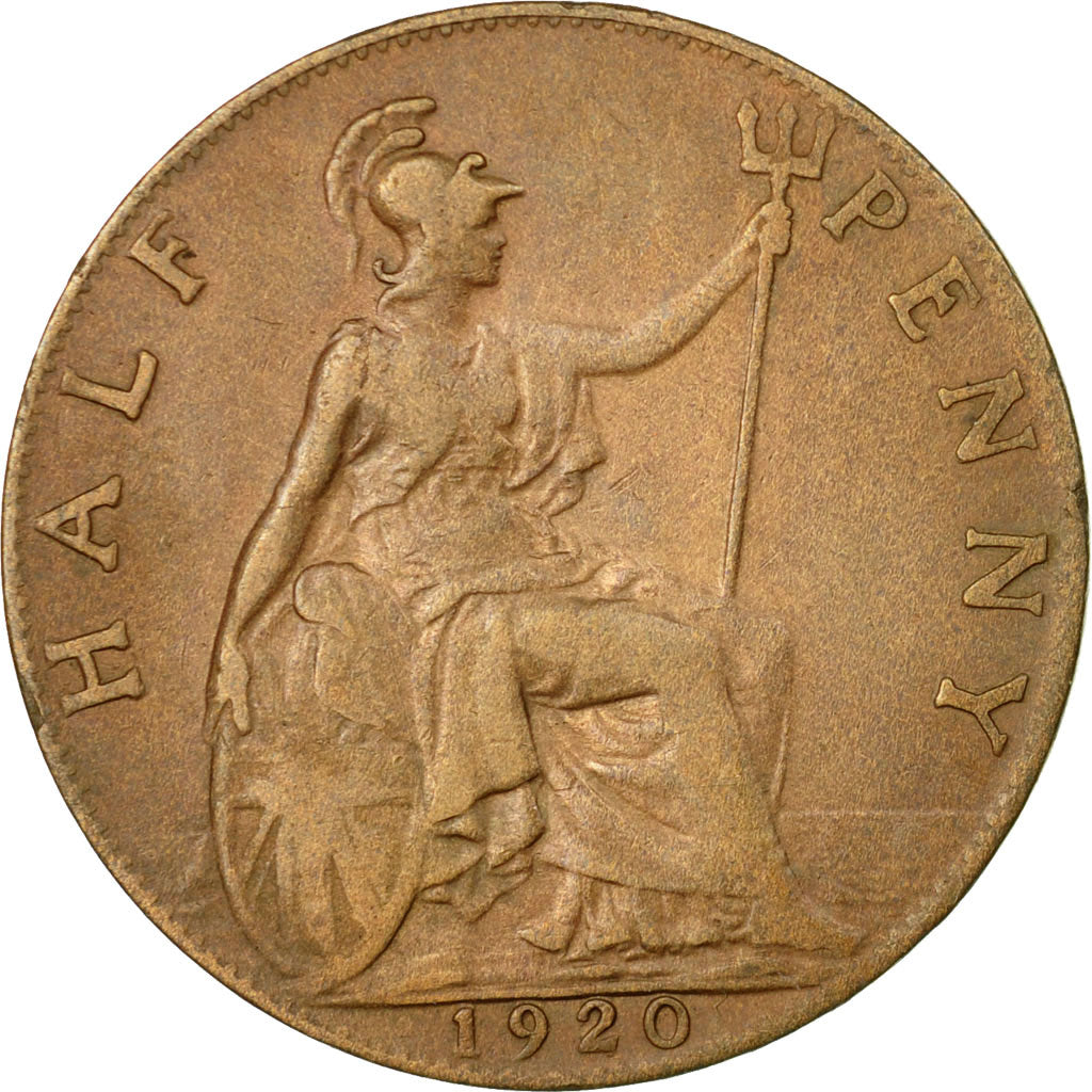 Coin, Great Britain, George V, 1/2 Penny, 1920, EF(40-45), Bronze, KM:809