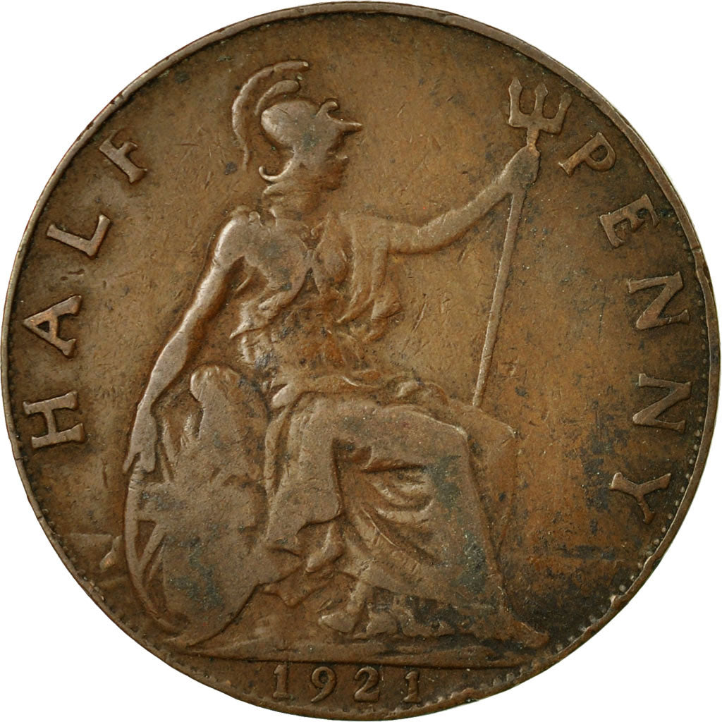 Coin, Great Britain, George V, 1/2 Penny, 1921, EF(40-45), Bronze, KM:809