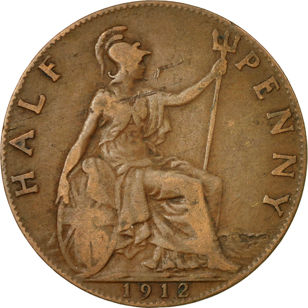 Coin, Great Britain, George V, 1/2 Penny, 1912, EF(40-45), Bronze, KM:809