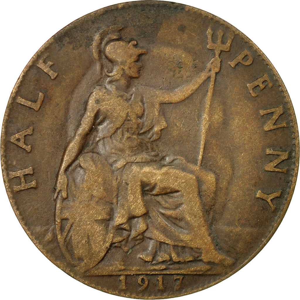 Coin, Great Britain, George V, 1/2 Penny, 1917, EF(40-45), Bronze, KM:809