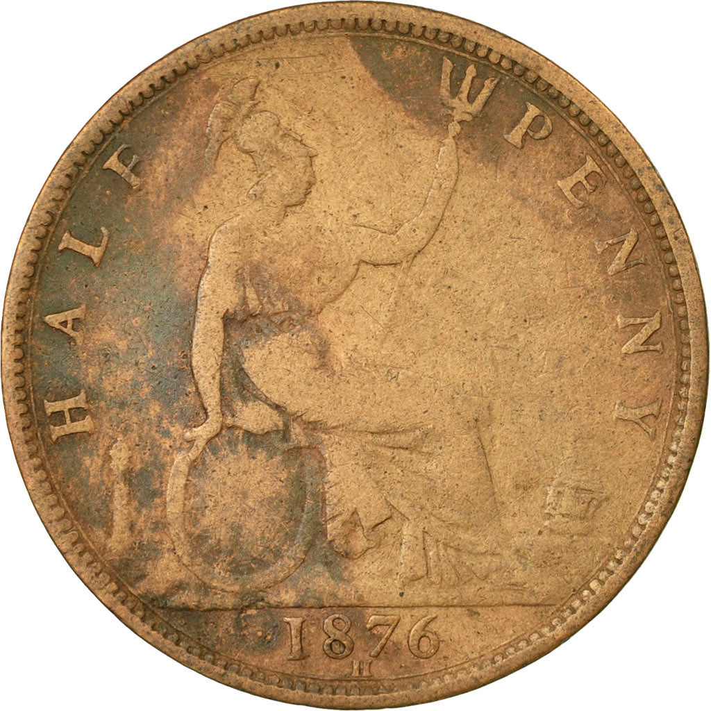 Coin, Great Britain, Victoria, 1/2 Penny, 1876, VF(20-25), Bronze, KM:754