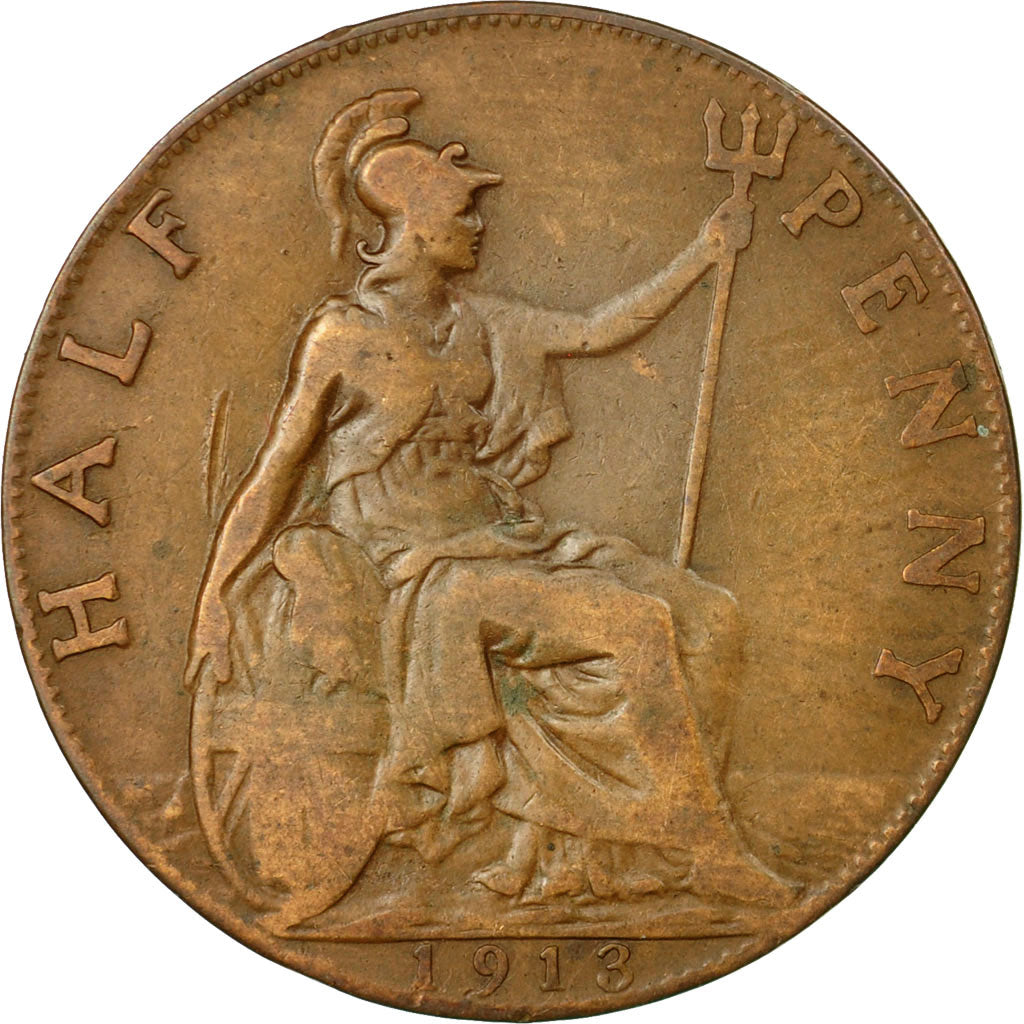 Coin, Great Britain, George V, 1/2 Penny, 1913, EF(40-45), Bronze, KM:809