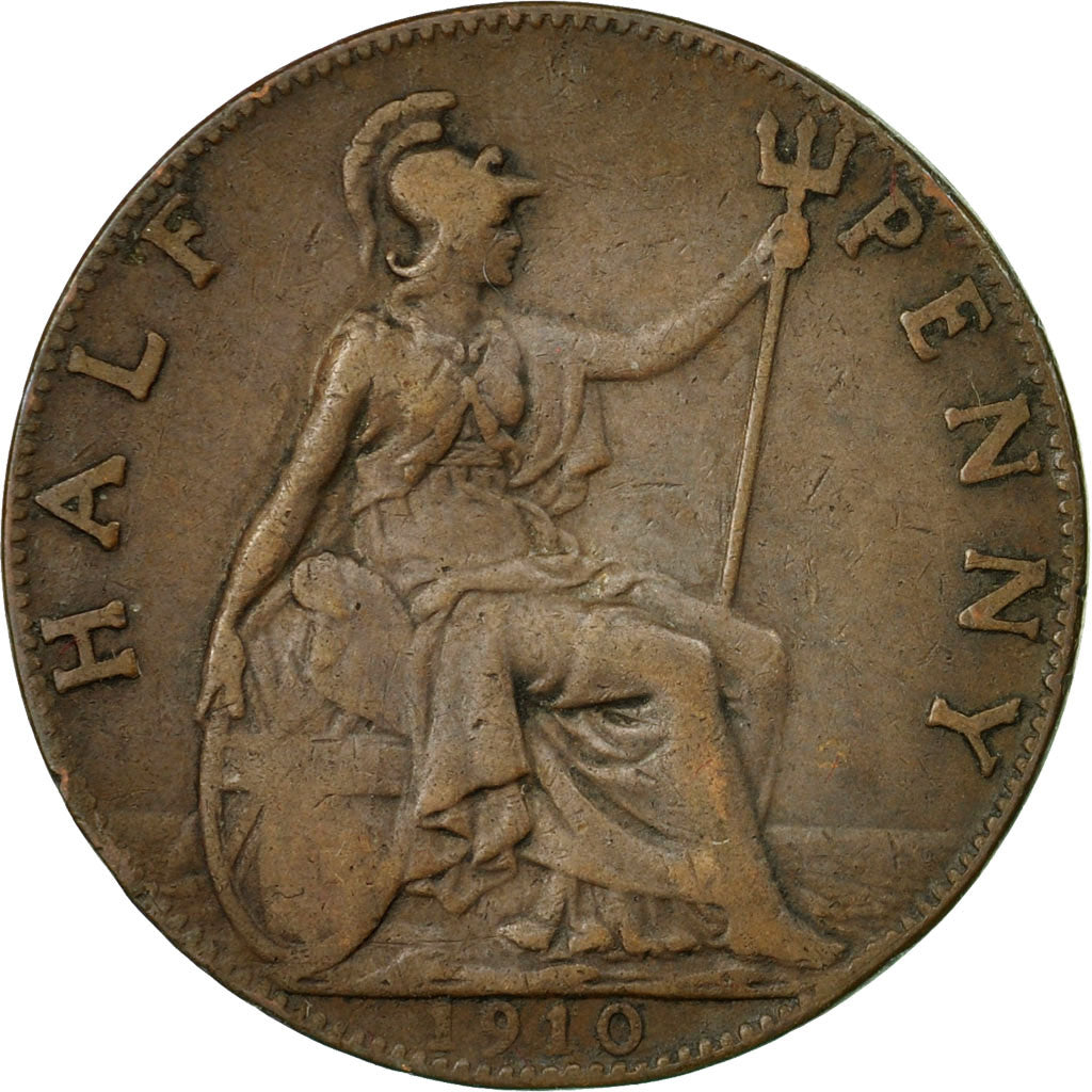 Coin, Great Britain, Edward VII, 1/2 Penny, 1910, EF(40-45), Bronze, KM:793.2