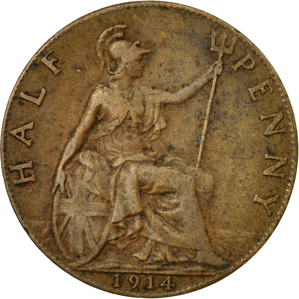 Coin, Great Britain, George V, 1/2 Penny, 1914, EF(40-45), Bronze, KM:809