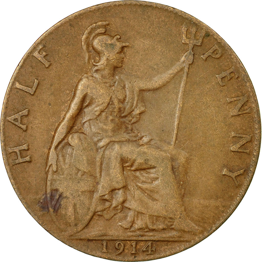 Coin, Great Britain, George V, 1/2 Penny, 1914, EF(40-45), Bronze, KM:809