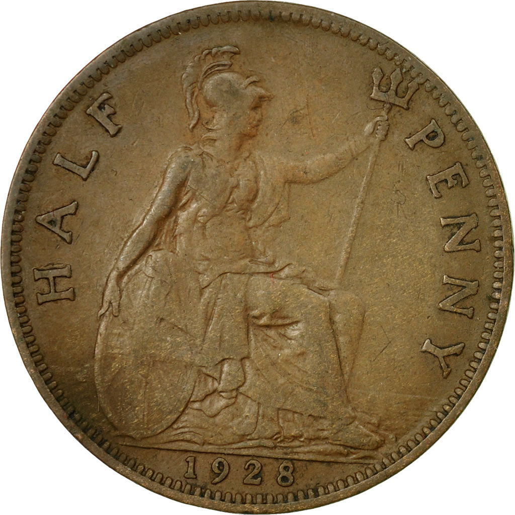 Moneta, Wielka Brytania, George V, 1/2 Penny, 1928, EF(40-45), Bronze, KM:837