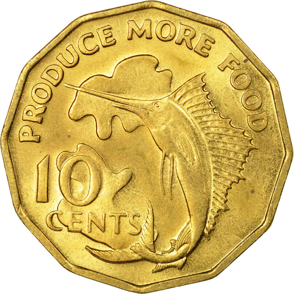 Monnaie, Seychelles, 10 Cents, 1977, British Royal Mint, TTB, Nickel-brass