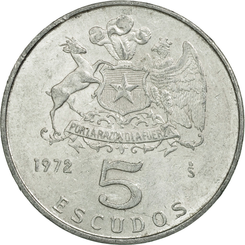 Coin, Chile, 5 Escudos, 1972, EF(40-45), Aluminum, KM:199a