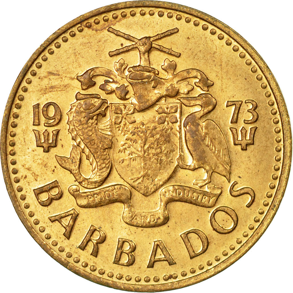 Monnaie, Barbados, 5 Cents, 1973, Franklin Mint, TTB, Laiton, KM:11