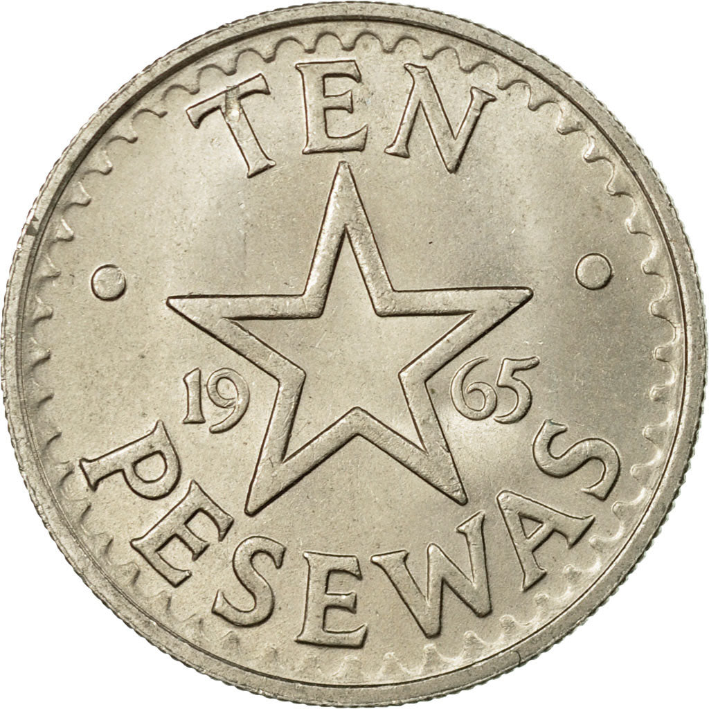 Coin, Ghana, 10 Pesewas, 1965, EF(40-45), Copper-nickel, KM:9