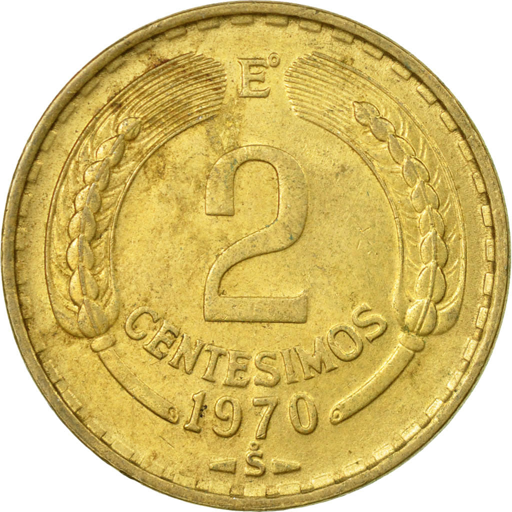 Coin, Chile, 2 Centesimos, 1970, EF(40-45), Aluminum-Bronze, KM:193