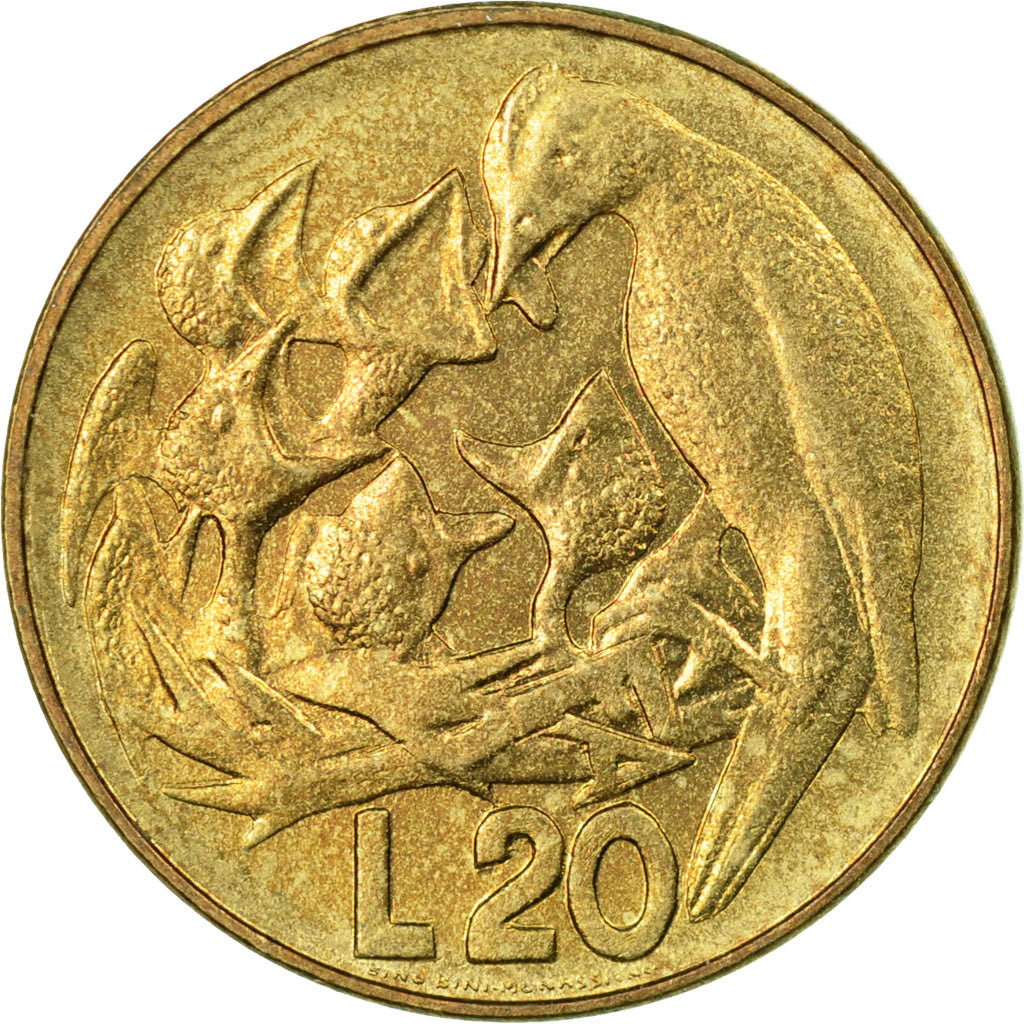 Coin, San Marino, 20 Lire, 1975, Rome, EF(40-45), Aluminum-Bronze, KM:44