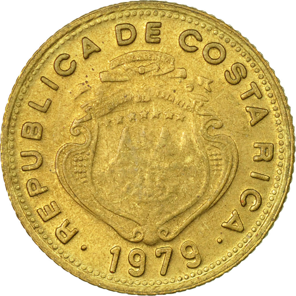 Coin, Costa Rica, 5 Centimos, 1979, Guatemala Mint, EF(40-45), Brass, KM:184.3a