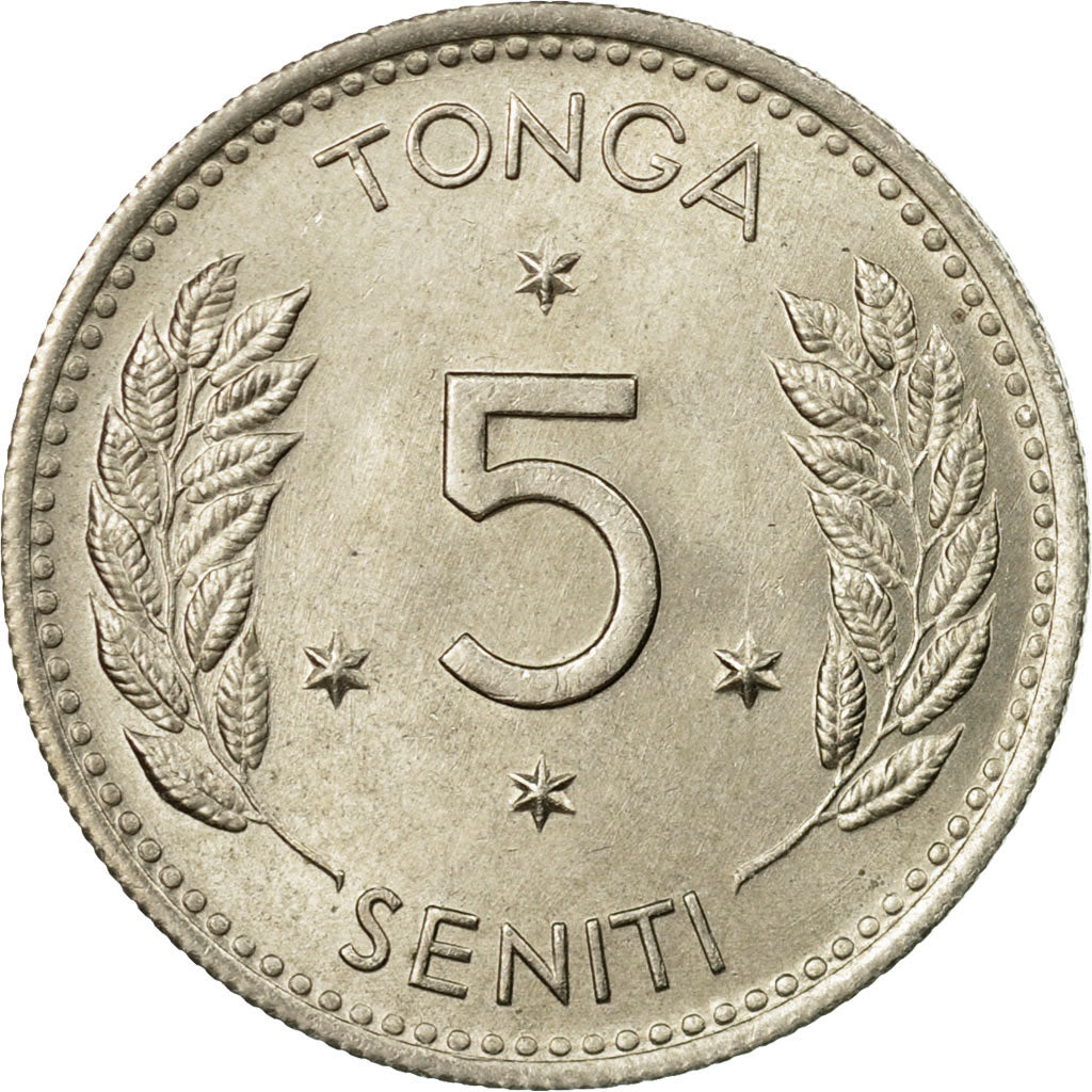 Munten, Tonga, King Taufa'ahau Tupou IV, 5 Seniti, 1968, PR, Copper-nickel