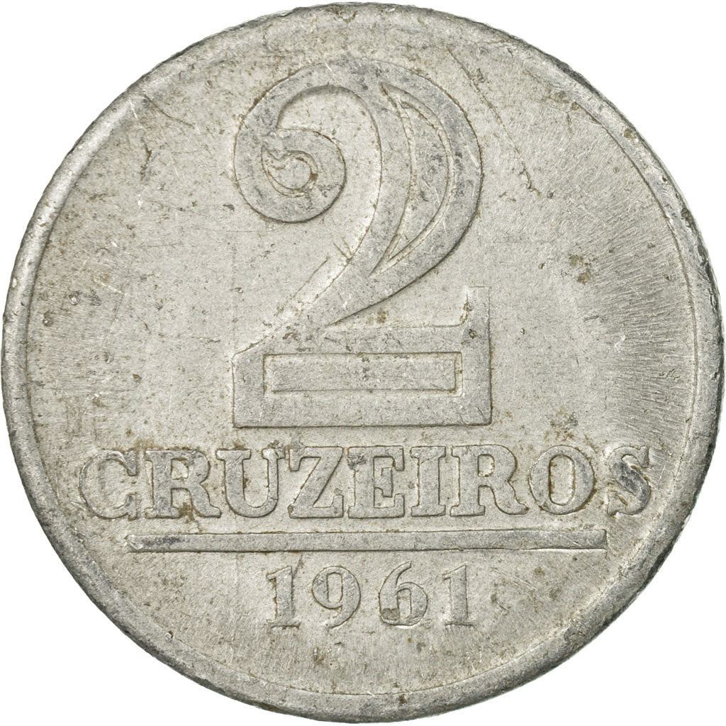Coin, Brazil, 2 Cruzeiros, 1961, VF(20-25), Aluminum, KM:571