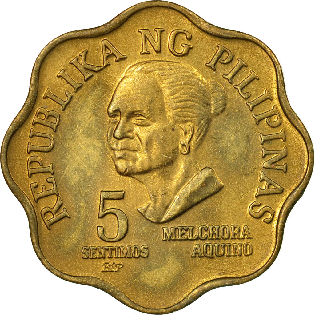 Coin, Philippines, 5 Sentimos, 1980, EF(40-45), Brass, KM:225