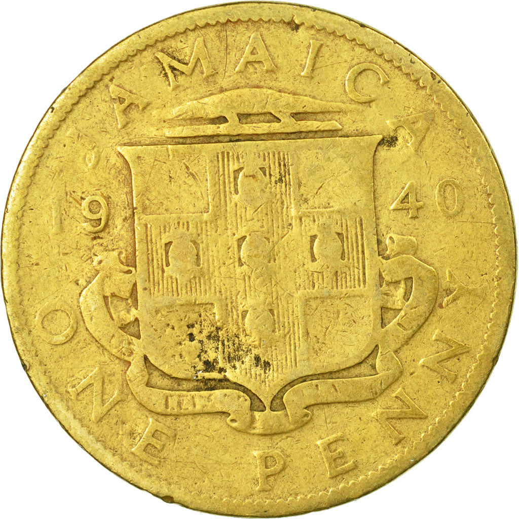 Moneta, Jamaica, George VI, Penny, 1940, Franklin Mint, VF(20-25), Mosiądz